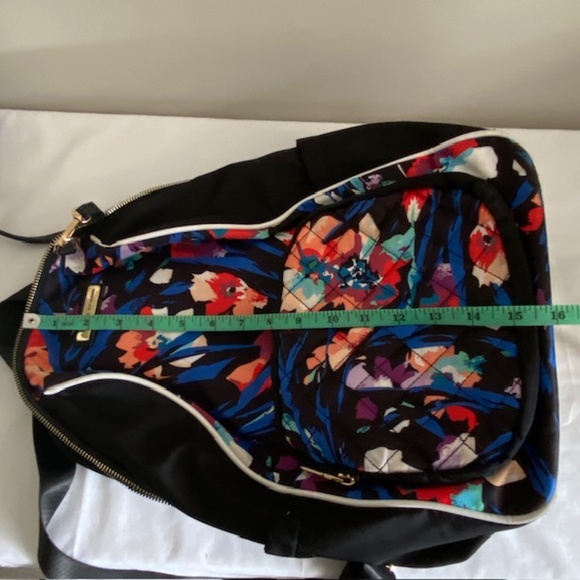 Adrienne Vittadini Black Backpack with Floral Design and Stylish Pattern - Picture 8 of 8